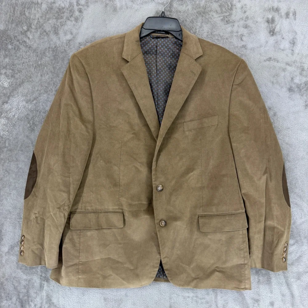 Lauren Ralph Lauren Mens 46R Corduroy Sport Coat Tan Elbow Patches Blazer 46 R